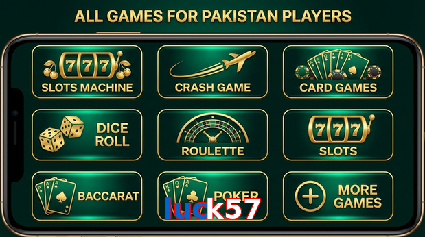Main screen of Luck57 games page for PK players